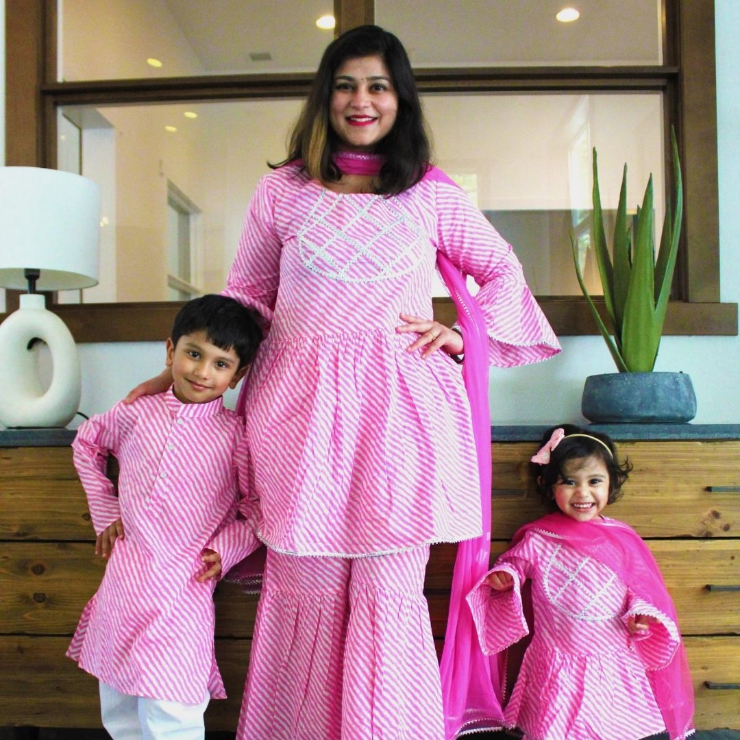 Daughter - Pink Lehriya - Sharara Style