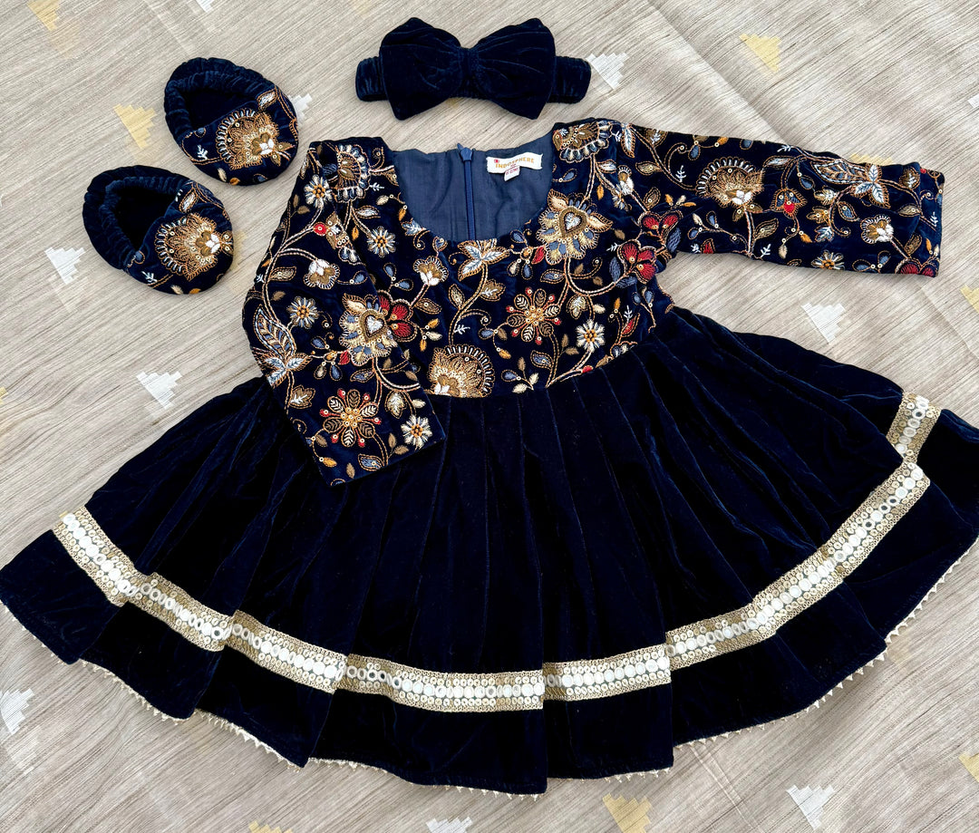 Nepali Pasni / Baby Weaning Ceremony Outfit/ Rice Feeding Ceremony – Baby Girl – Royal Blue