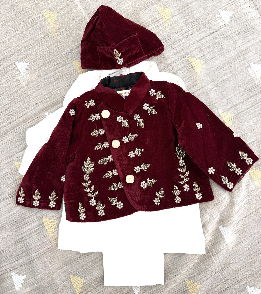 Nepali Pasni / Baby Weaning Ceremony Outfit/ Rice Feeding Ceremony – Baby Boy – Maroon