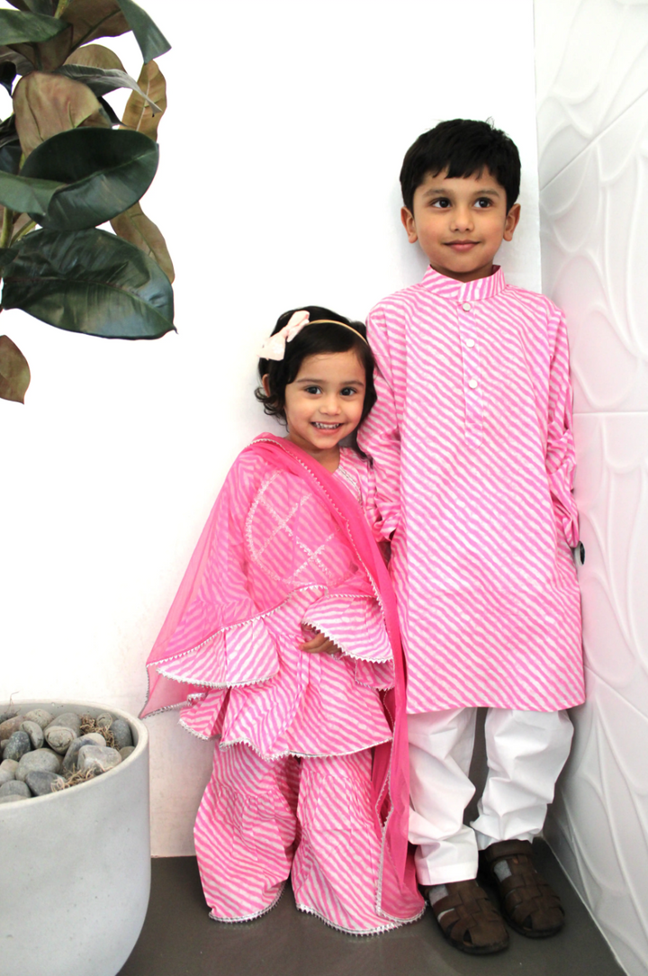 Daughter - Pink Lehriya - Sharara Style