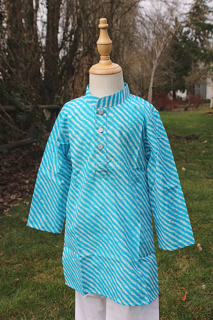 Lehriya Kurta Pajama - Turquoise Blue