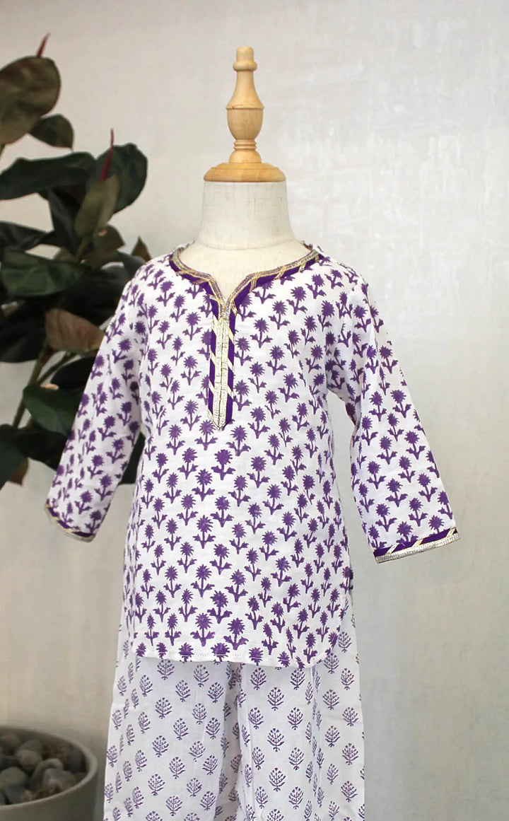 Lavender Block Print Salwar Set