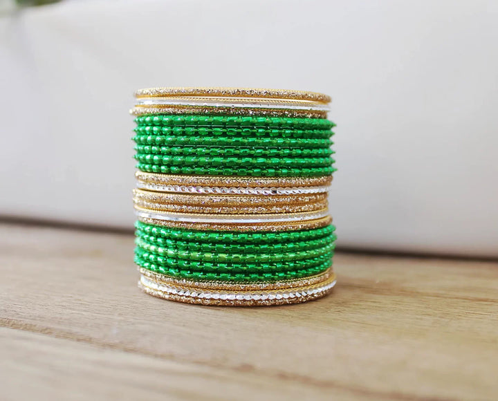 Gorgeous Metal Bangle Set - Dark Green - Set of 24 kids bangles