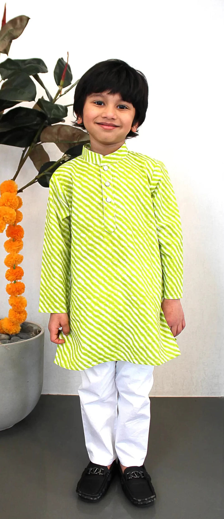 Lehriya Kurta Pajama - Lime Green