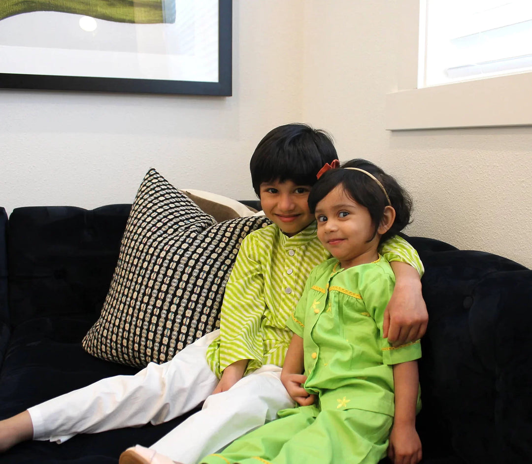 Lehriya Kurta Pajama - Lime Green