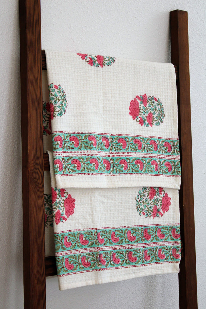 Hand Block Print 100% Cotton Towel - Floral print