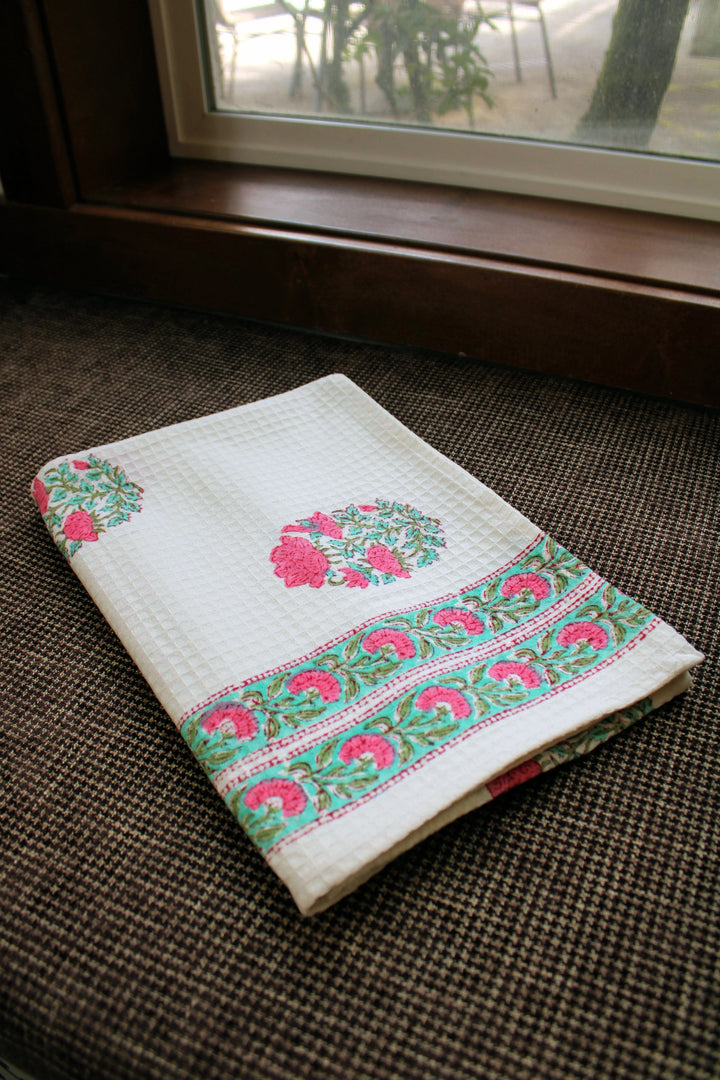 Hand Block Print 100% Cotton Towel - Floral print