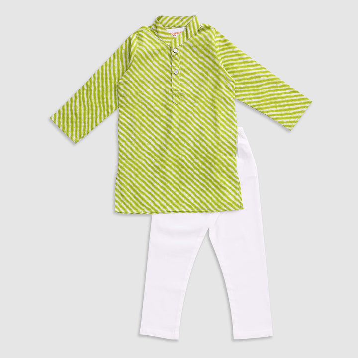 Lehriya Kurta Pajama - Lime Green