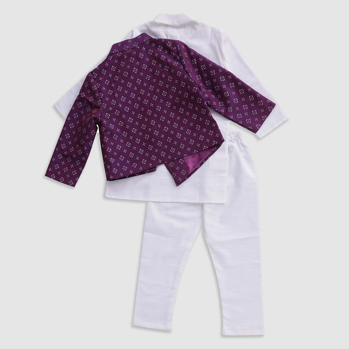 Purple and White asymmetric Jacket Set