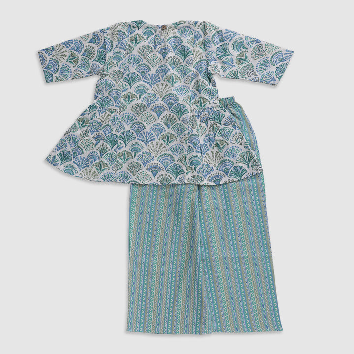 Blue Block Print Palazzo Set