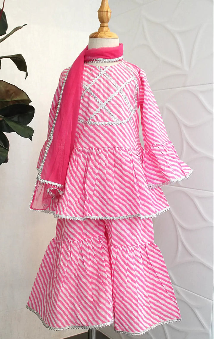 Pink Lehriya - Sharara Style