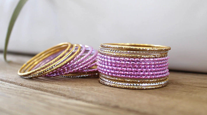 Gorgeous Metal Bangle Set - Purple - Set of 24 kids bangles